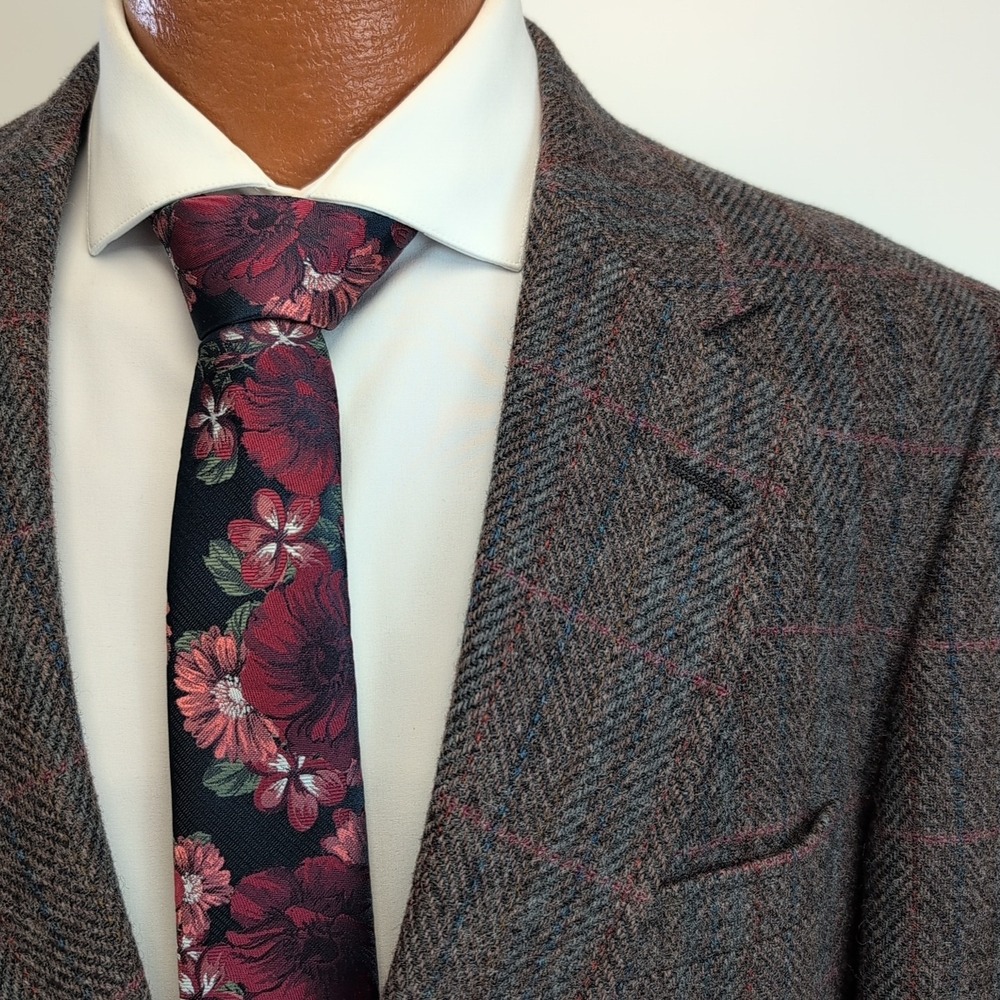 44R Johnny Carson USA Vtg Canvassed 2 Button Pure Wool Blazer Sport Coat Tweed